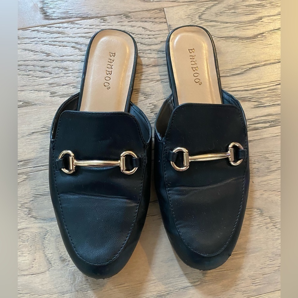 Bamboo Black and gold Mules